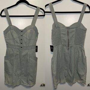 Express Chambray Denim Button-Front Mini Dress